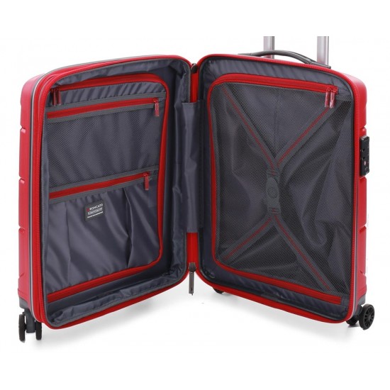 Roncato FLIGHT DLX piros négykerekes, bővíthető zippes kabinbőrönd R-3463