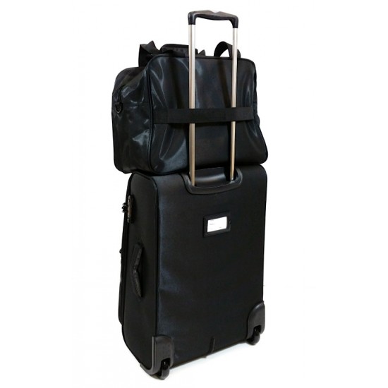 Touareg fekete bőröndös, fedélzeti táskás bőröndszett TG-6114-M+táska