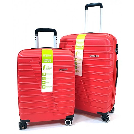 American Tourister ACTIVAIR négykerekű koral piros S,M bőrönd szett-2db